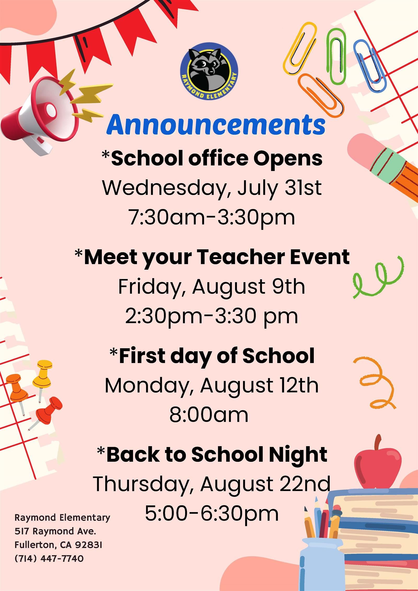  Save the Dates Back to School